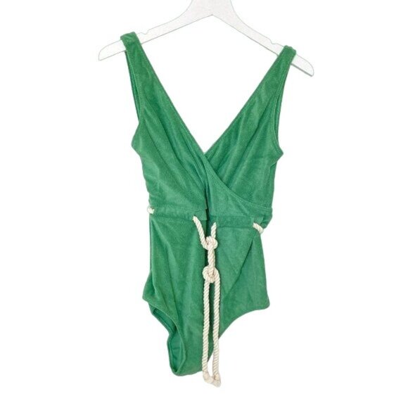 Lisa Marie Fernandez Yasmin Green Terry Cloth One Piece Swimsuit - Picture 3 of 8